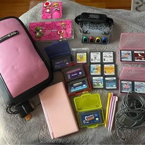 Nintendo Ds Lite Bundle with 15 games incl Guitar Hero, Case, & original charger